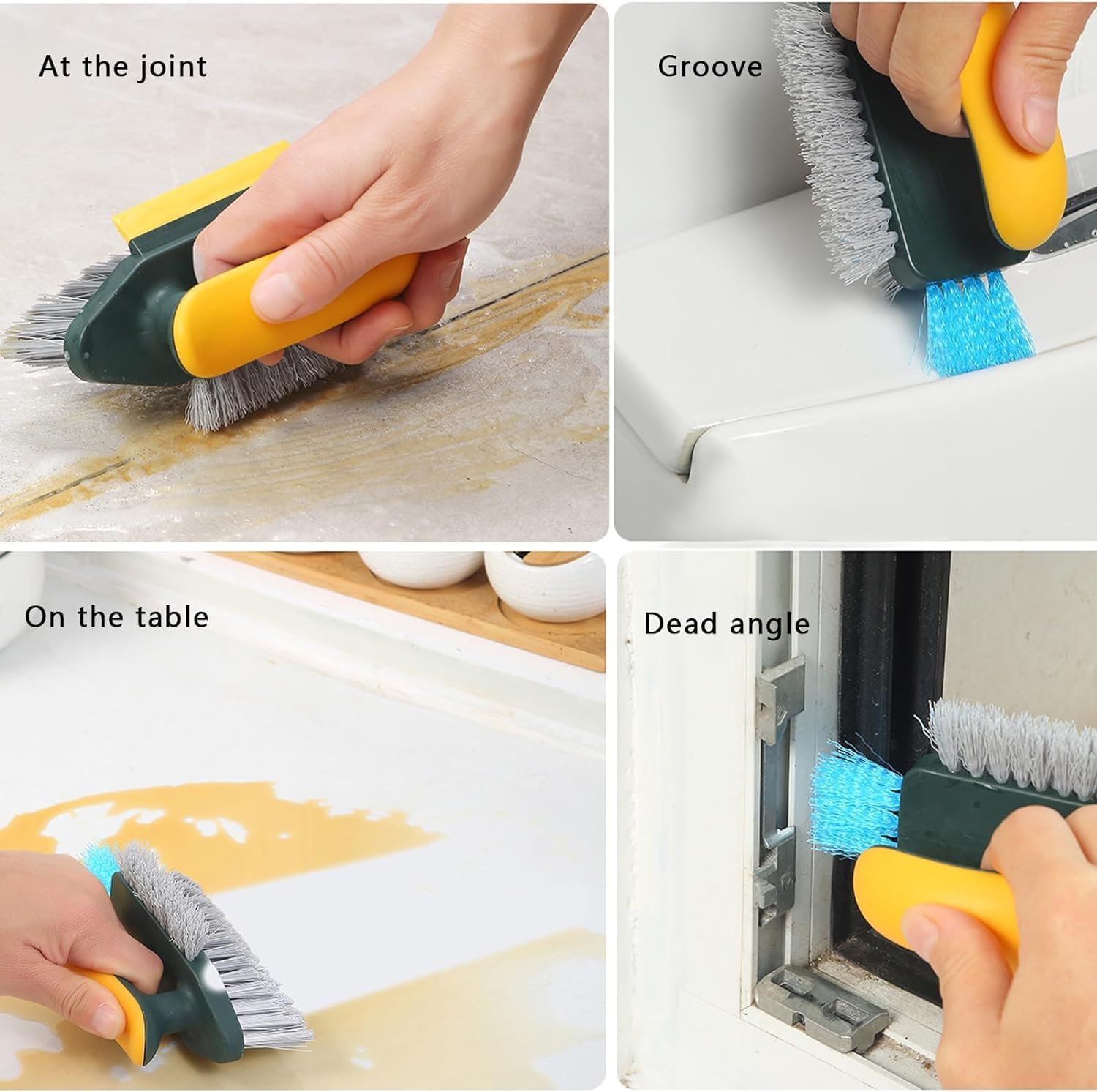 UCRAVO 1pc Scrub Brushes with Squeegee, Bathroom Cleaning Brushes, V-Shape Stiff Bristles Hand Scrubbing Brush for Cleaning, Sma